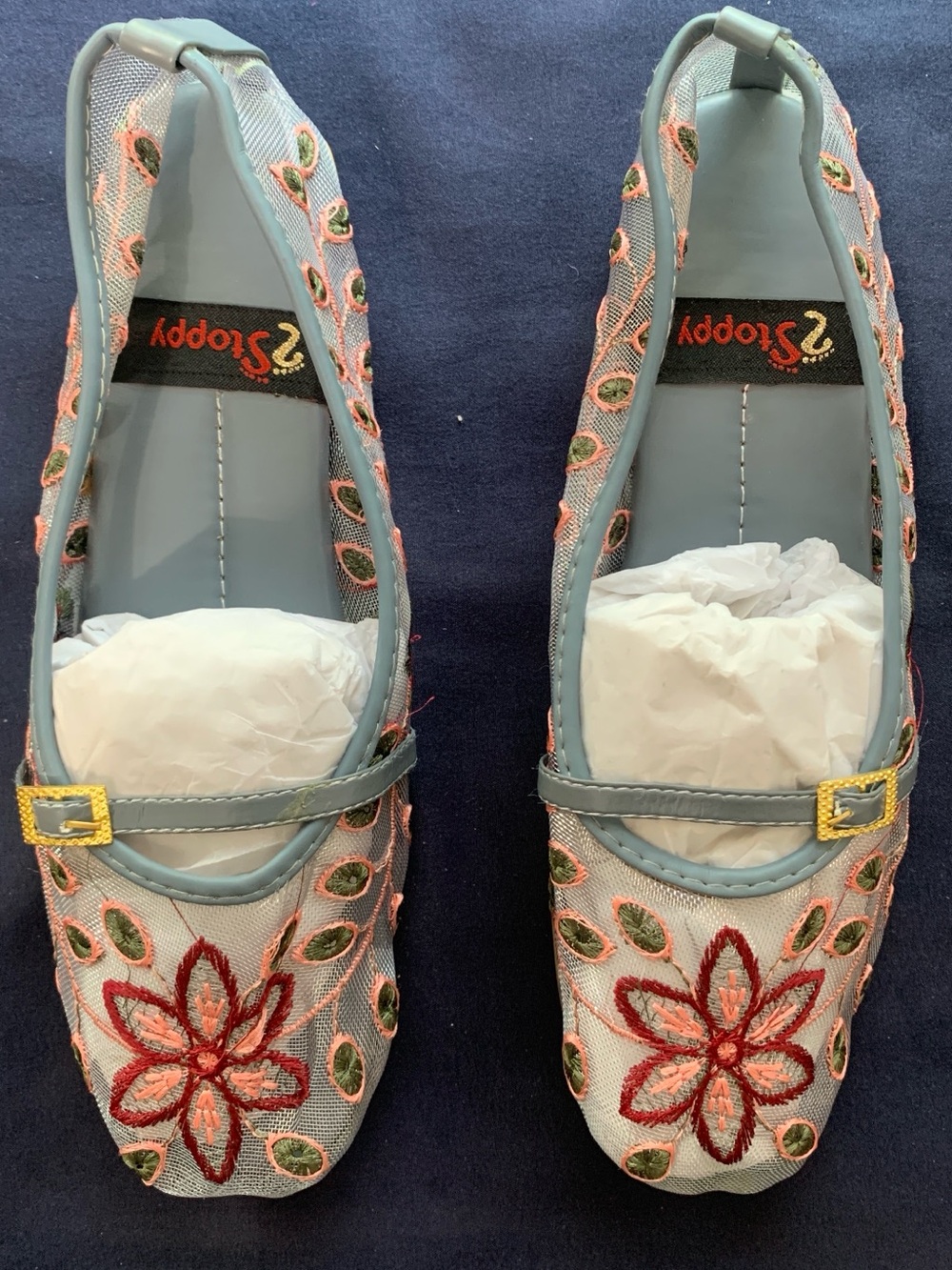 Floral Embroidered Mary Jane Flats